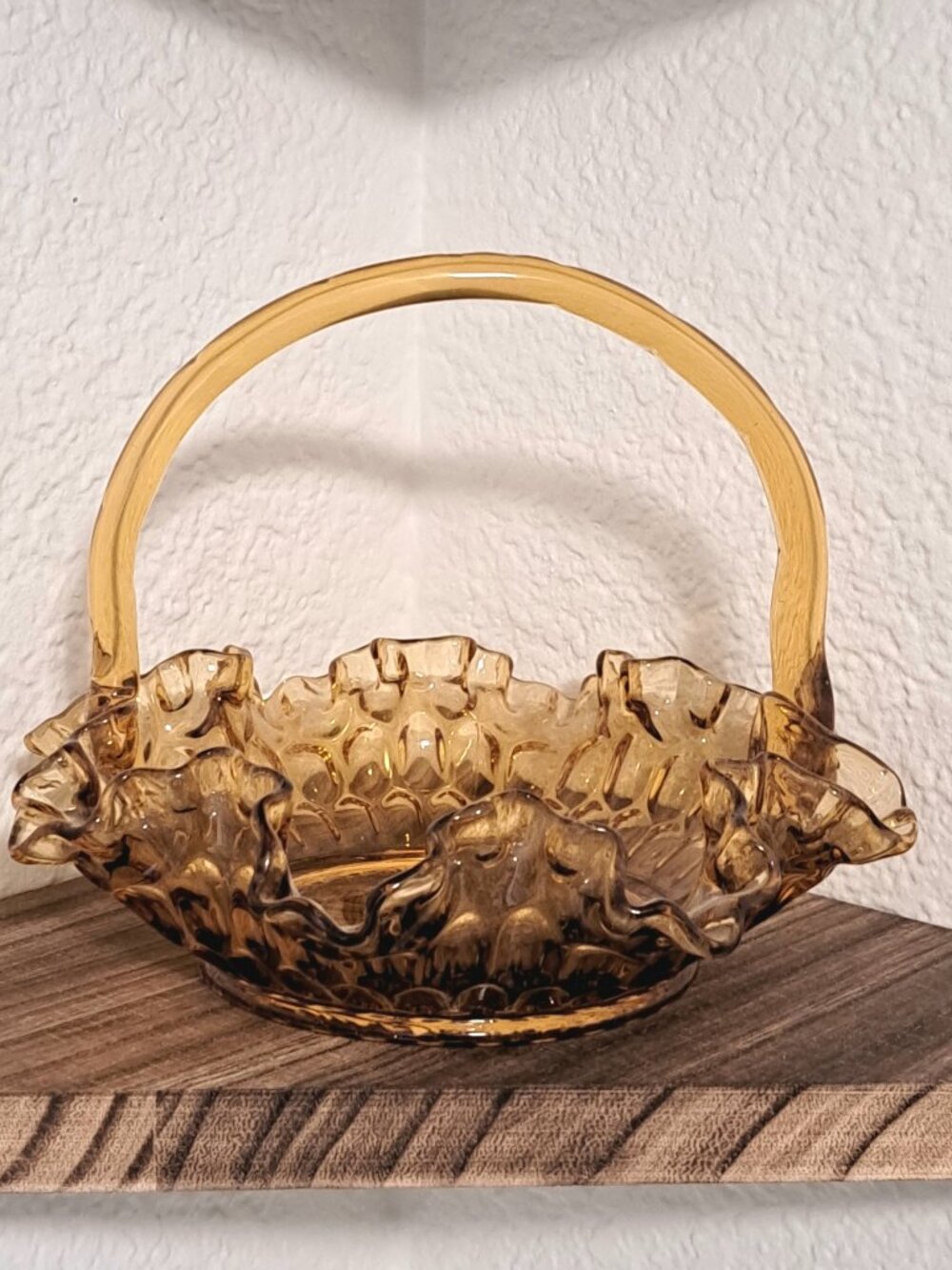 Vintage Fenton Amber Glass Basket